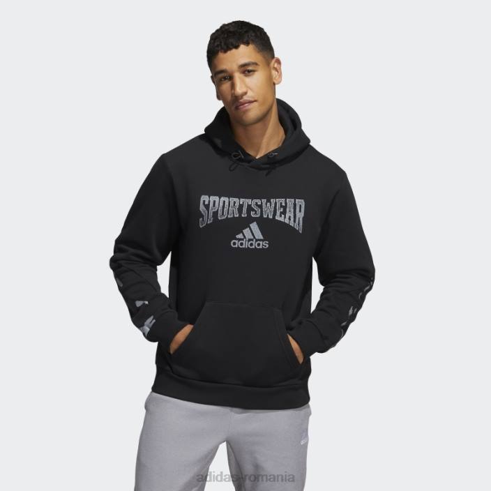 Adidas hanorac grafic negru cu icoane retro viitor retro inversat bărbați negru 2JBN15304