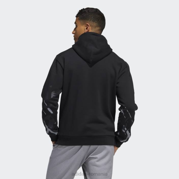 Adidas hanorac grafic negru cu icoane retro viitor retro inversat bărbați negru 2JBN15304