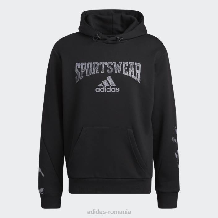 Adidas hanorac grafic negru cu icoane retro viitor retro inversat bărbați negru 2JBN15304