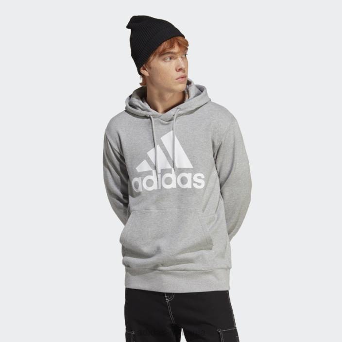 Adidas hanorac gri mediu essentials french terry cu logo mare bărbați gri mediu 2JBN5699