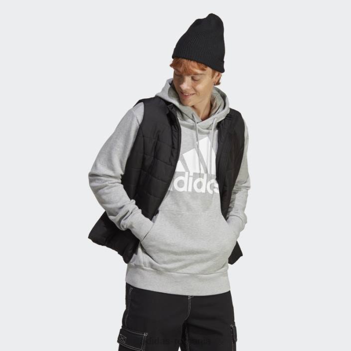 Adidas hanorac gri mediu essentials french terry cu logo mare bărbați gri mediu 2JBN5699