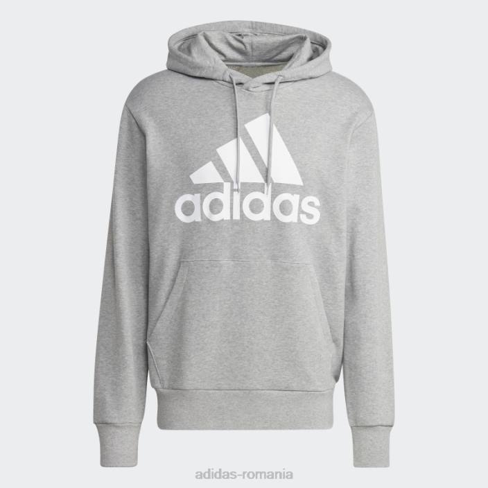 Adidas hanorac gri mediu essentials french terry cu logo mare bărbați gri mediu 2JBN5699