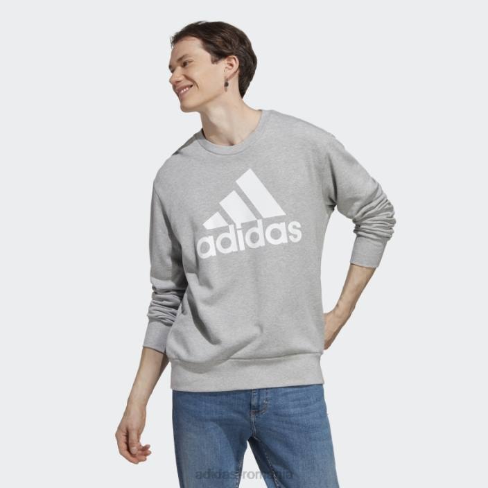 Adidas hanorac gri mediu essentials french terry logo mare adidas bărbați gri mediu 2JBN5991