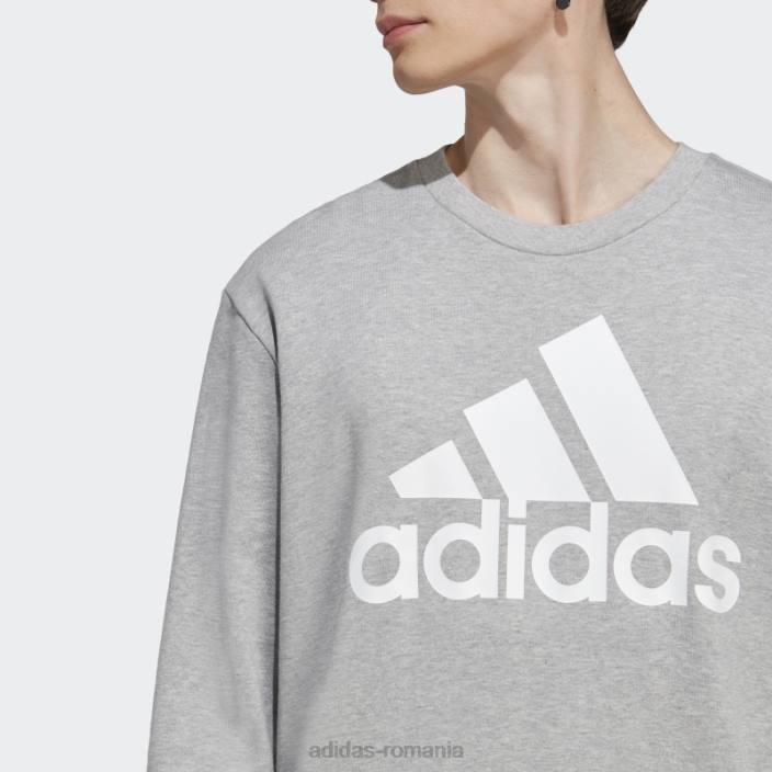 Adidas hanorac gri mediu essentials french terry logo mare adidas bărbați gri mediu 2JBN5991