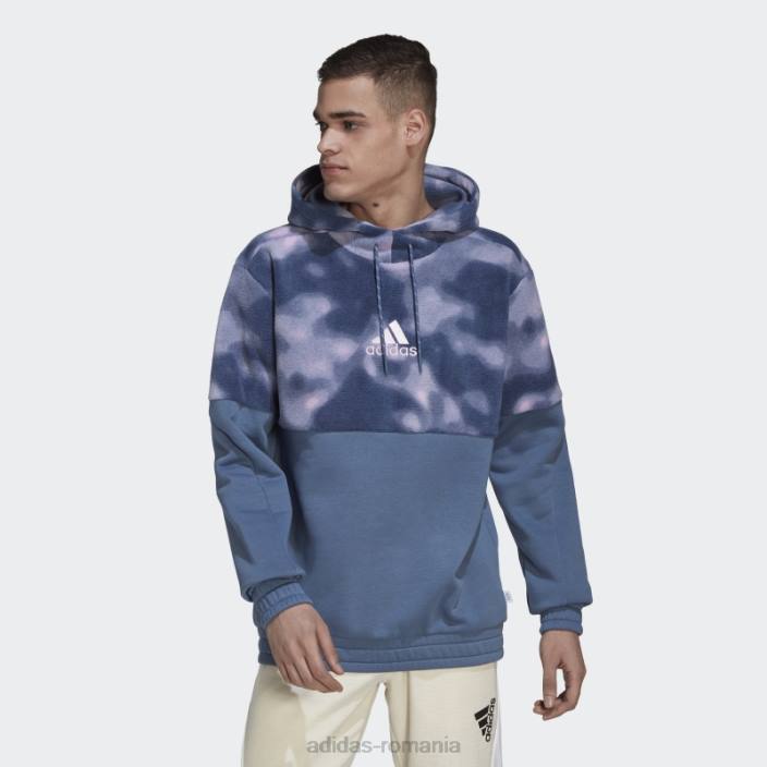 Adidas hanorac natură din polar fleece din oțel bărbați oțel/roz 2JBN7361