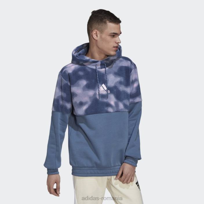 Adidas hanorac natură din polar fleece din oțel bărbați oțel/roz 2JBN7361