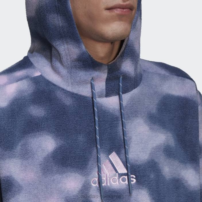 Adidas hanorac natură din polar fleece din oțel bărbați oțel/roz 2JBN7361