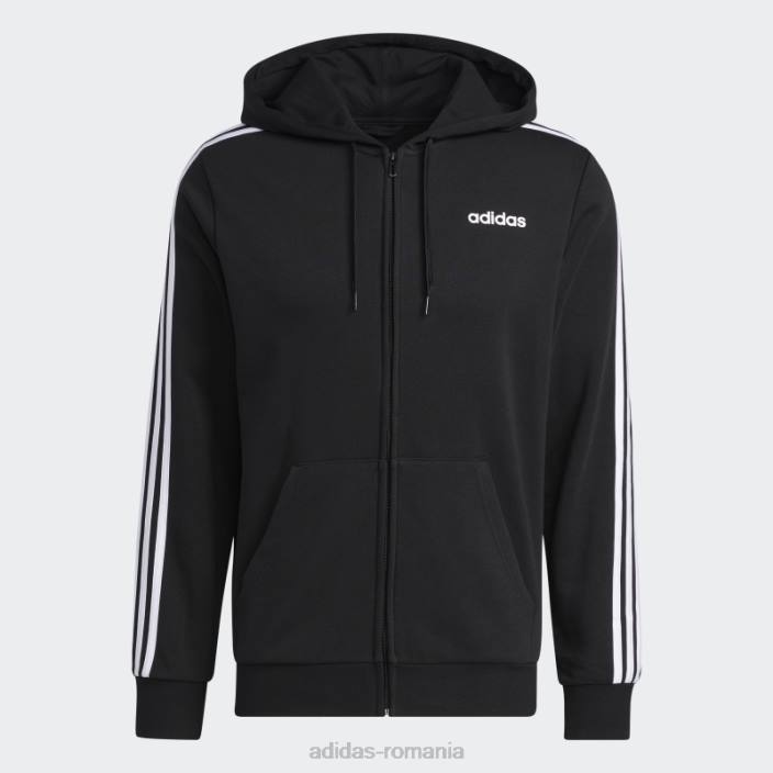 Adidas hanorac negru cu 3 dungi fleece adidas bărbați alb negru 2JBN15153