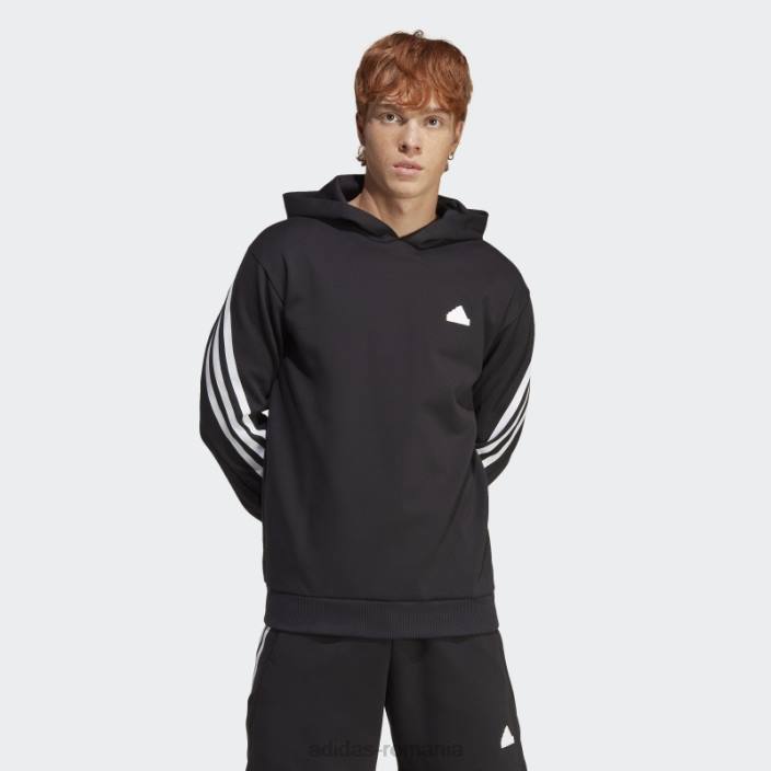 Adidas hanorac negru cu 3 dungi icoane viitoare bărbați alb negru 2JBN1142