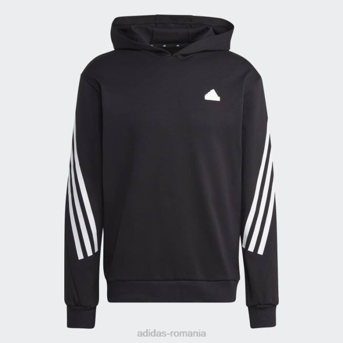 Adidas hanorac negru cu 3 dungi icoane viitoare bărbați alb negru 2JBN1142