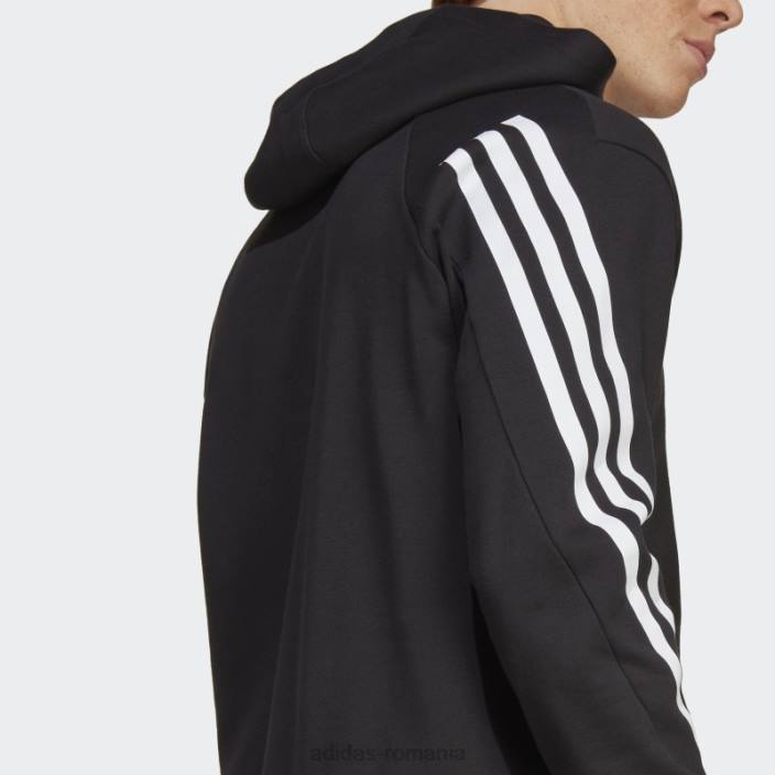 Adidas hanorac negru cu 3 dungi icoane viitoare bărbați alb negru 2JBN4993