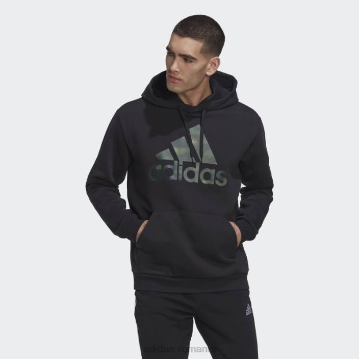 Adidas hanorac negru cu imprimeu camo, French Terry bărbați negru 2JBN6802