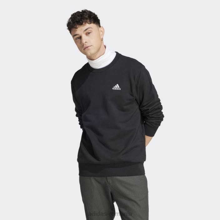 Adidas hanorac negru cu logo mic brodat French Terry bărbați negru 2JBN5704