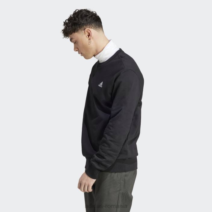 Adidas hanorac negru cu logo mic brodat French Terry bărbați negru 2JBN5704