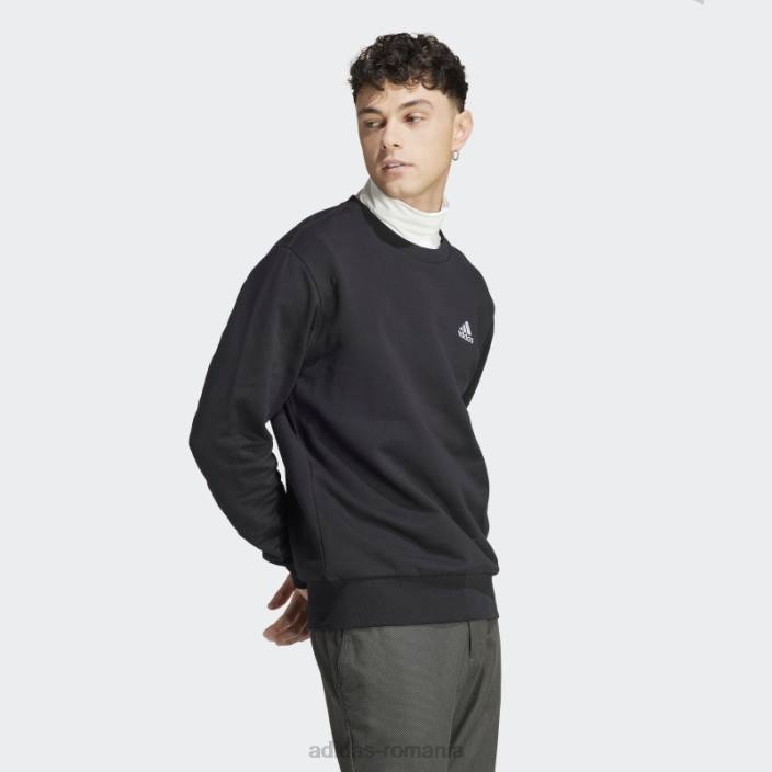 Adidas hanorac negru cu logo mic brodat French Terry bărbați negru 2JBN5704