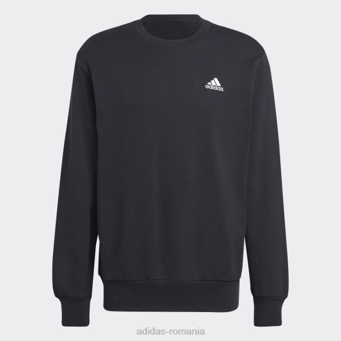 Adidas hanorac negru cu logo mic brodat French Terry bărbați negru 2JBN5704