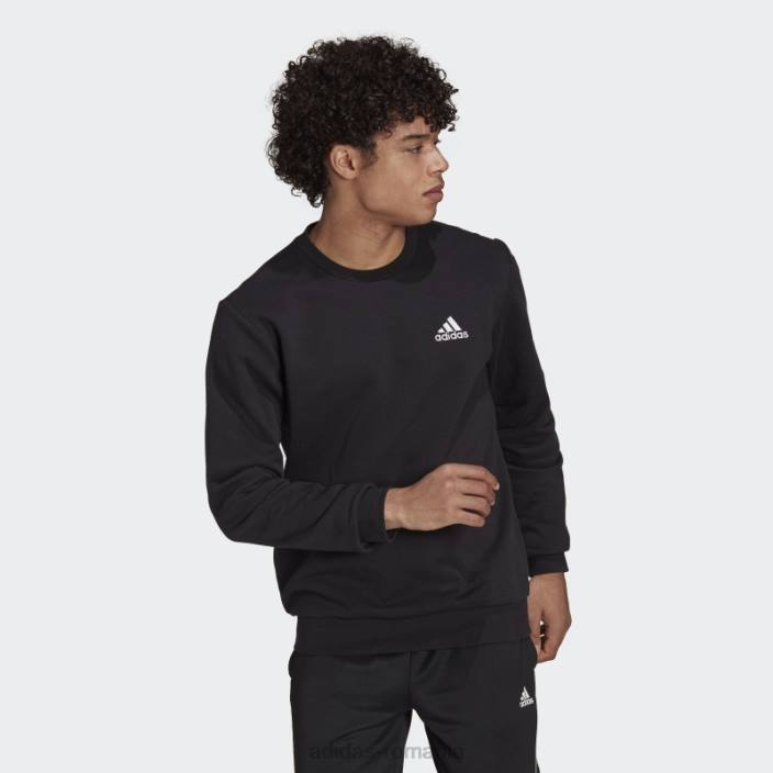 Adidas hanorac negru din fleece essentials bărbați alb negru 2JBN4835