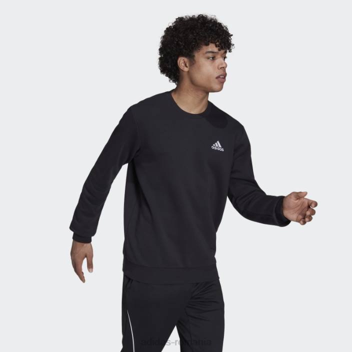 Adidas hanorac negru din fleece essentials bărbați alb negru 2JBN4835