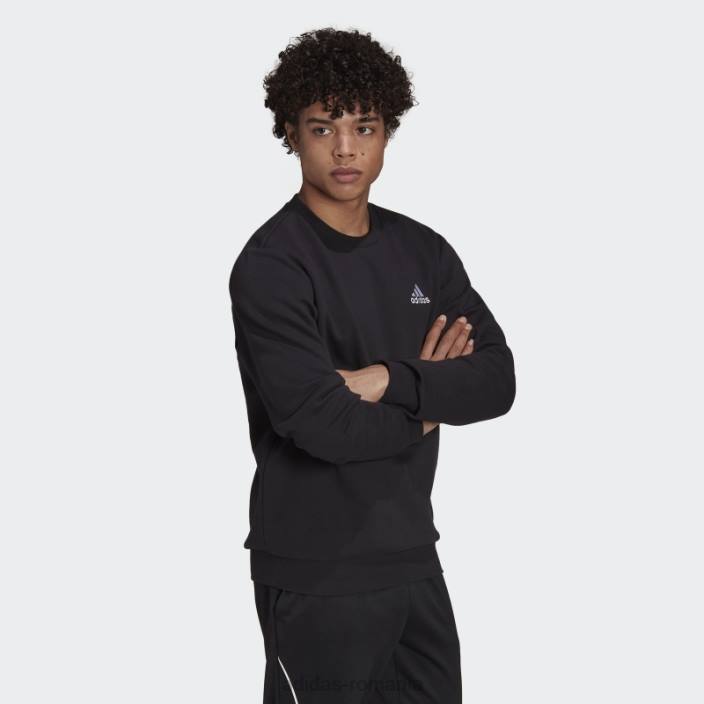 Adidas hanorac negru din fleece essentials bărbați alb negru 2JBN4835