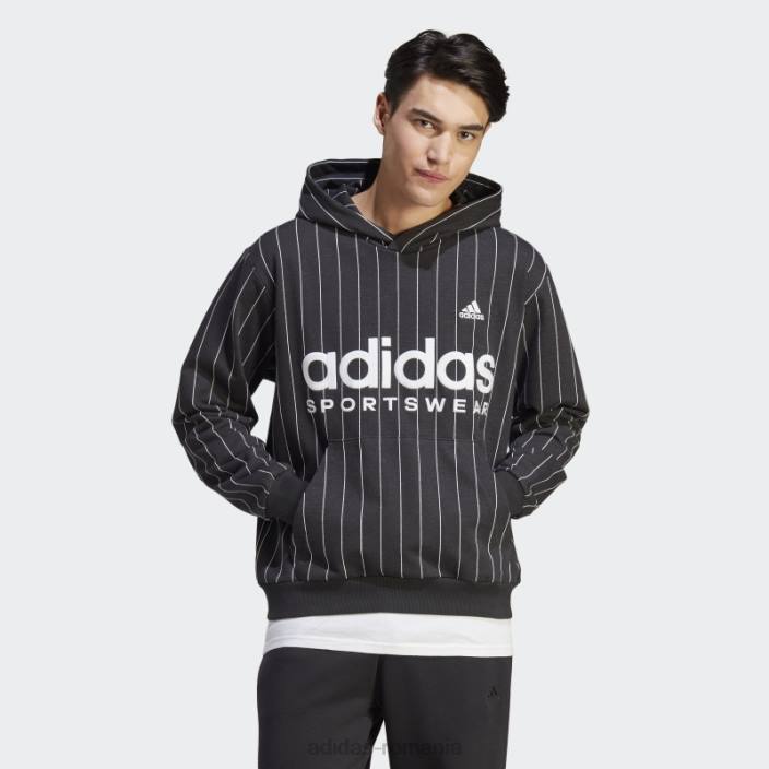 Adidas hanorac negru din lână cu dungi bărbați negru 2JBN5015
