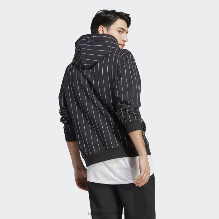 Adidas hanorac negru din lână cu dungi bărbați negru 2JBN5015