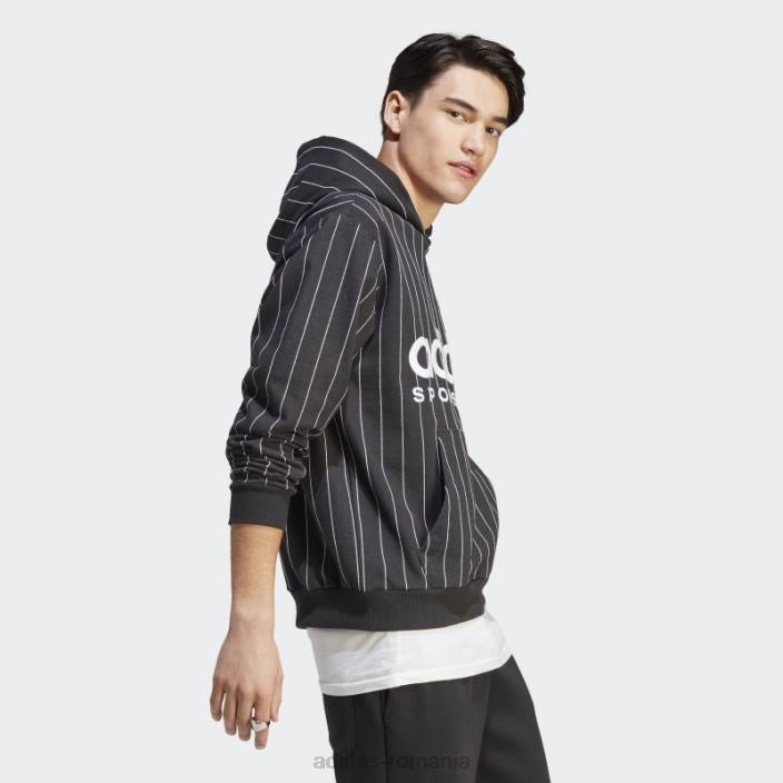 Adidas hanorac negru din lână cu dungi bărbați negru 2JBN5015