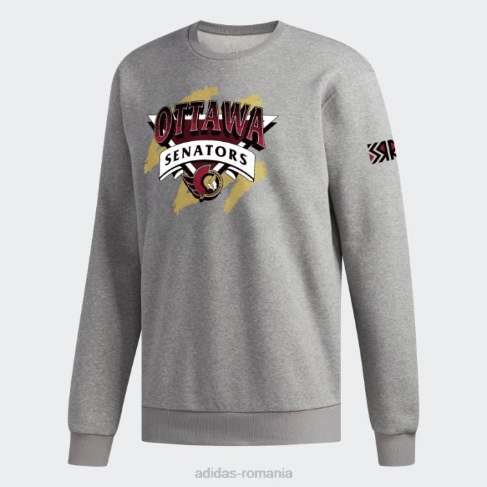 Adidas hanorac senators vintage crew gri mediu bărbați gri mediu/alb/multi 2JBN6044