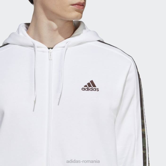 Adidas hot essentials french terry 3 dungi hanorac cu fermoar complet alb bărbați alb/măsliniu 2JBN5449