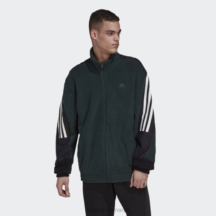 Adidas icoane verzi pentru viitor, bluză din lână polară cu 3 dungi bărbați verde 2JBN7258