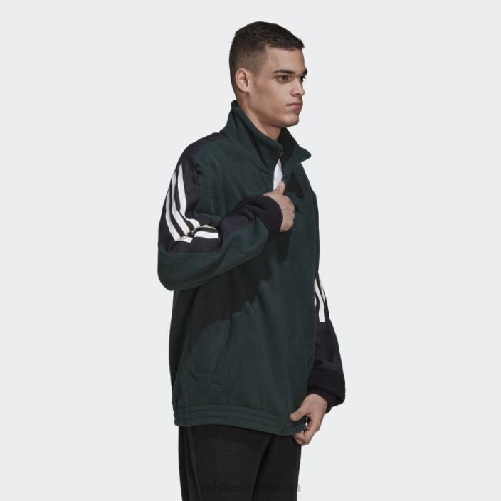 Adidas icoane verzi pentru viitor, bluză din lână polară cu 3 dungi bărbați verde 2JBN7258