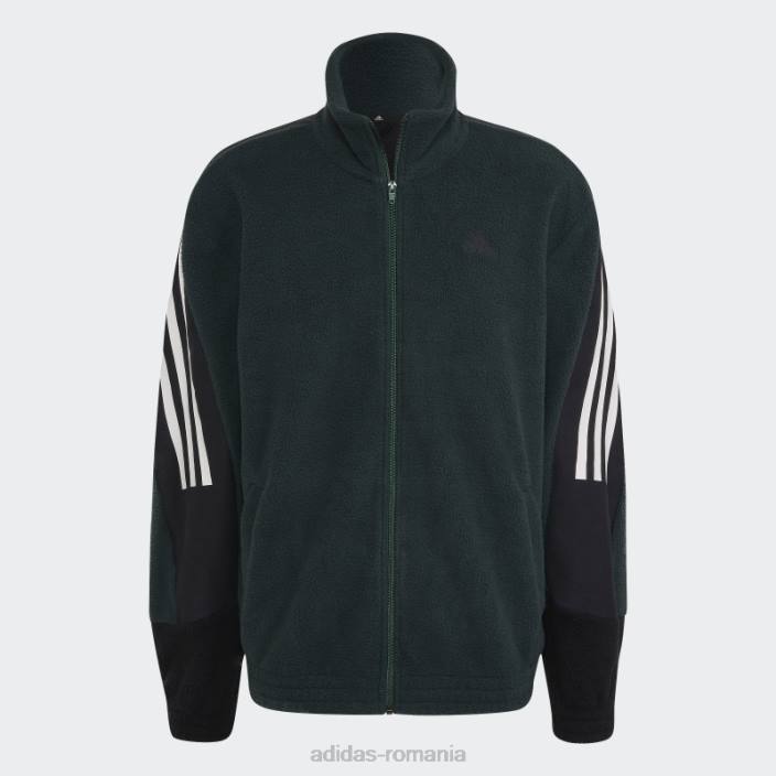 Adidas icoane verzi pentru viitor, bluză din lână polară cu 3 dungi bărbați verde 2JBN7258