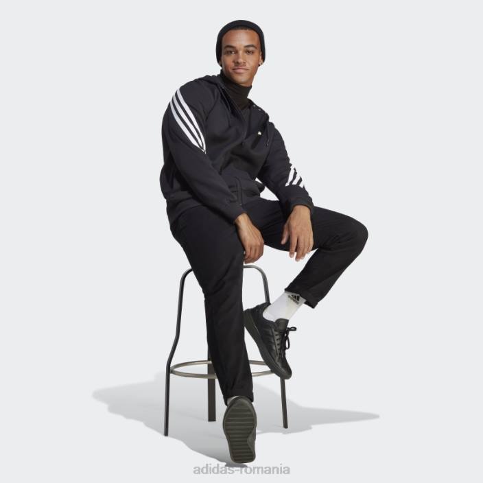 Adidas icoane viitoare 3 dungi hanorac cu fermoar complet alb fashion bărbați alb negru 2JBN861
