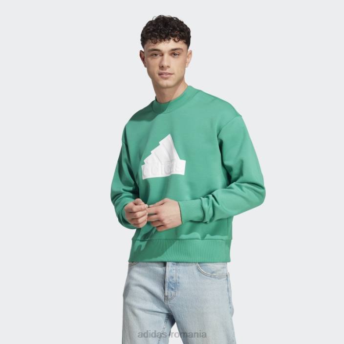 Adidas icoane viitoare insignă de echipaj sport hanorac curte verde bărbați verde curte 2JBN6001