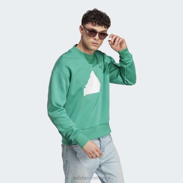 Adidas icoane viitoare insignă de echipaj sport hanorac curte verde bărbați verde curte 2JBN6001