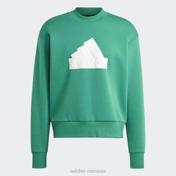 Adidas icoane viitoare insignă de echipaj sport hanorac curte verde bărbați verde curte 2JBN6001
