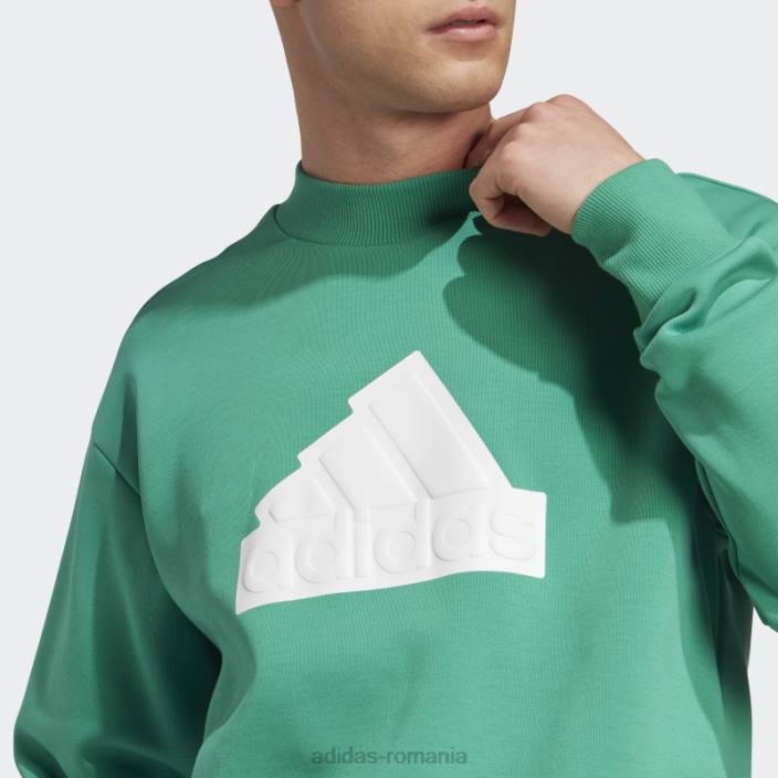 Adidas icoane viitoare insignă de echipaj sport hanorac curte verde bărbați verde curte 2JBN6001