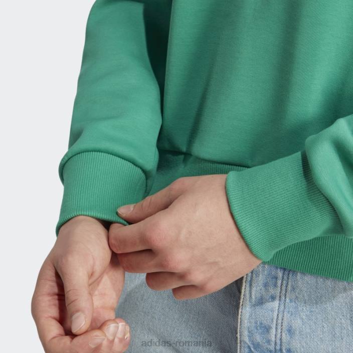 Adidas icoane viitoare insignă de echipaj sport hanorac curte verde bărbați verde curte 2JBN6001