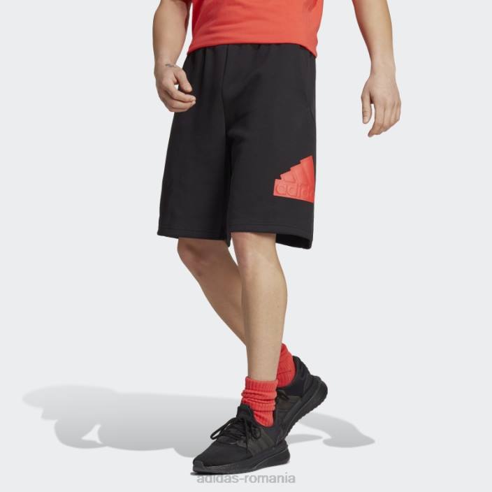 Adidas icoane viitoare insignă de pantaloni scurți sport negru bărbați negru/rosu 2JBN5887