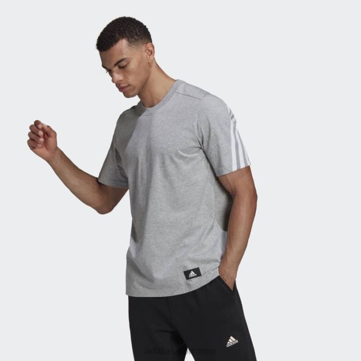 Adidas imbracaminte sport de moda gri mediu future icons tricou cu 3 dungi bărbați gri mediu/alb 2JBN7500