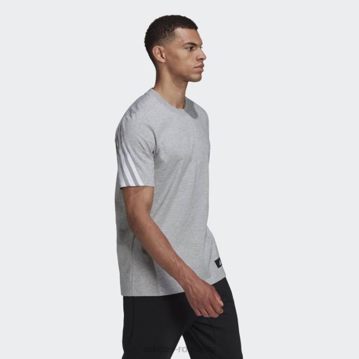 Adidas imbracaminte sport de moda gri mediu future icons tricou cu 3 dungi bărbați gri mediu/alb 2JBN7500