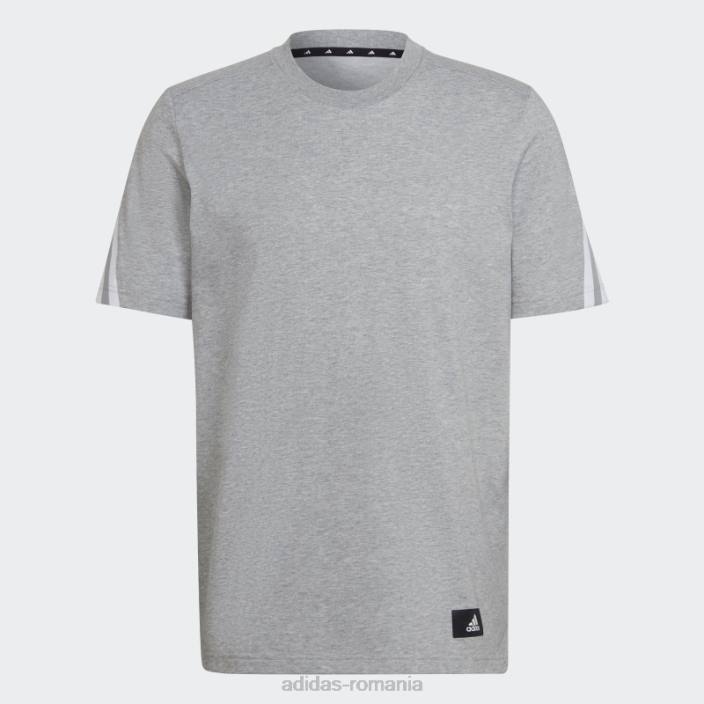 Adidas imbracaminte sport de moda gri mediu future icons tricou cu 3 dungi bărbați gri mediu/alb 2JBN7500
