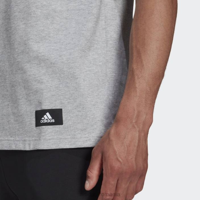 Adidas imbracaminte sport de moda gri mediu future icons tricou cu 3 dungi bărbați gri mediu/alb 2JBN7500