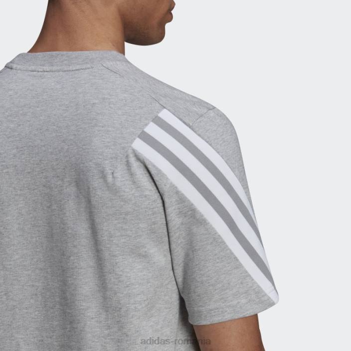 Adidas imbracaminte sport de moda gri mediu future icons tricou cu 3 dungi bărbați gri mediu/alb 2JBN7500