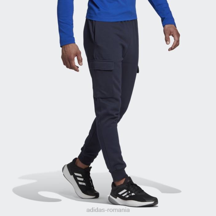 Adidas ink essentials fleece obișnuiți pantaloni cargo conici bărbați cerneală/alb 2JBN6317