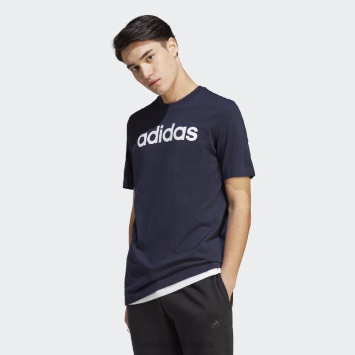 Adidas ink essentials tricou cu logo brodat liniar din tricou adidas bărbați cerneală/alb 2JBN13215