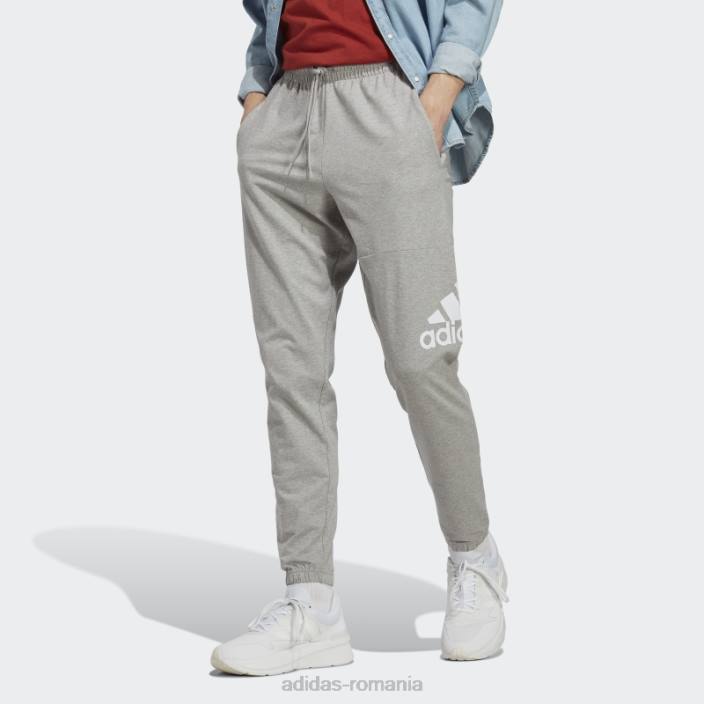 Adidas insignă conică din jerseu unic esențiale de pantaloni sport gri mediu bărbați gri mediu 2JBN5726