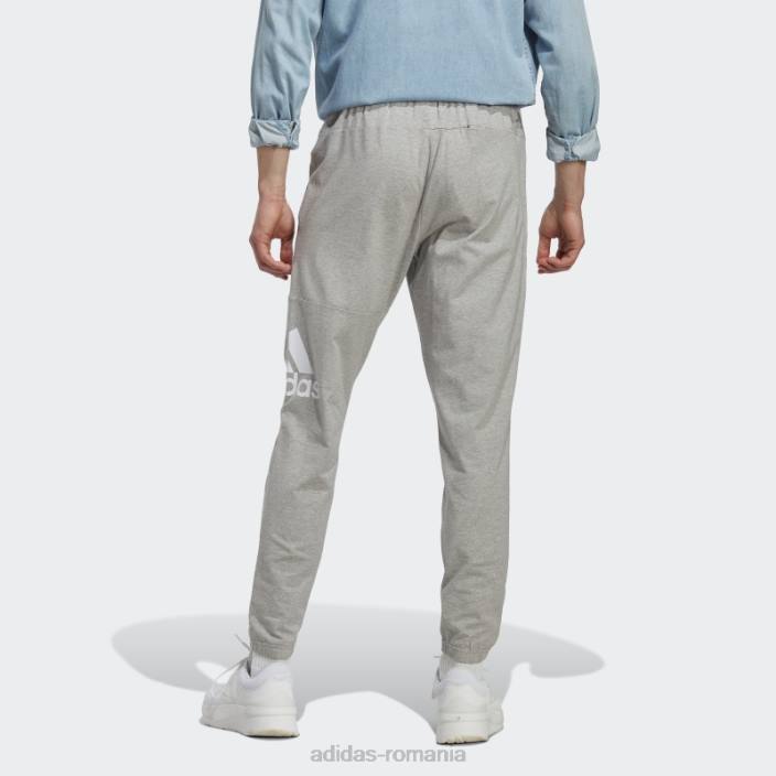 Adidas insignă conică din jerseu unic esențiale de pantaloni sport gri mediu bărbați gri mediu 2JBN5726