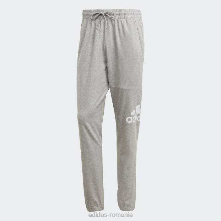 Adidas insignă conică din jerseu unic esențiale de pantaloni sport gri mediu bărbați gri mediu 2JBN5726