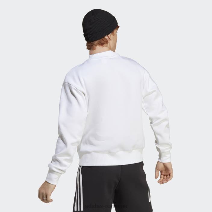 Adidas insignă icoane viitoare ale echipajului sport hanorac alb bărbați alb negru 2JBN5330