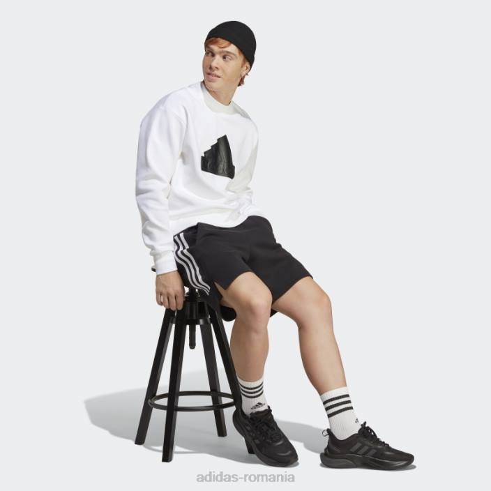 Adidas insignă icoane viitoare ale echipajului sport hanorac alb bărbați alb negru 2JBN5330
